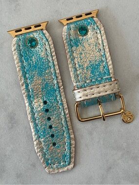 Spark*l Turquoise & Champagne Sivella Apple Watch Band - Size 2, 38-41mm